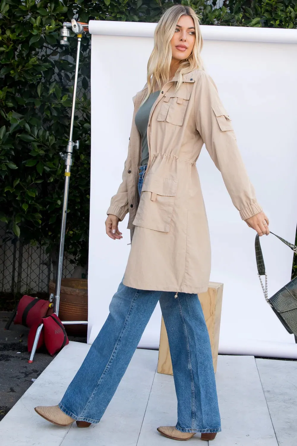 Anorak Hooded Windbreaker in Sand