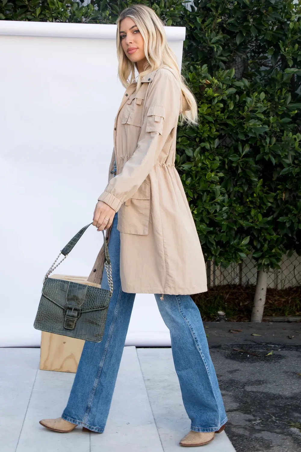 Anorak Hooded Windbreaker in Sand