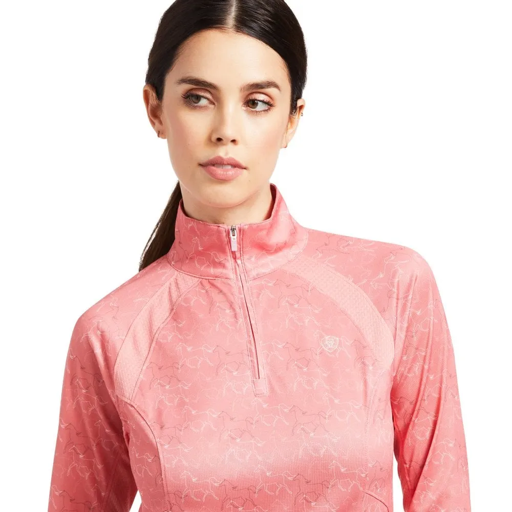 Ariat Sunstopper 2.0 Quarter Zip Baselayer Trot Line Pink