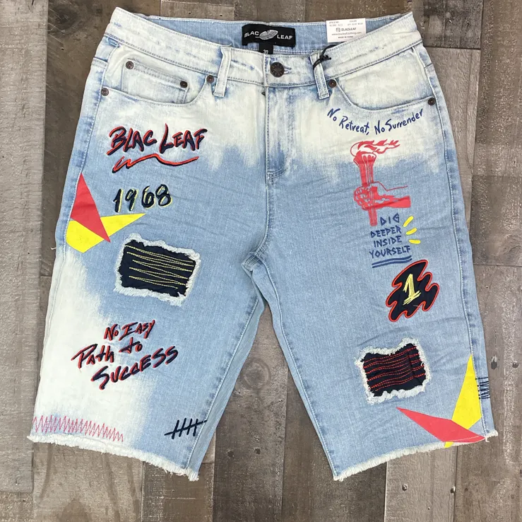 Blac leaf- no easy path jean shorts