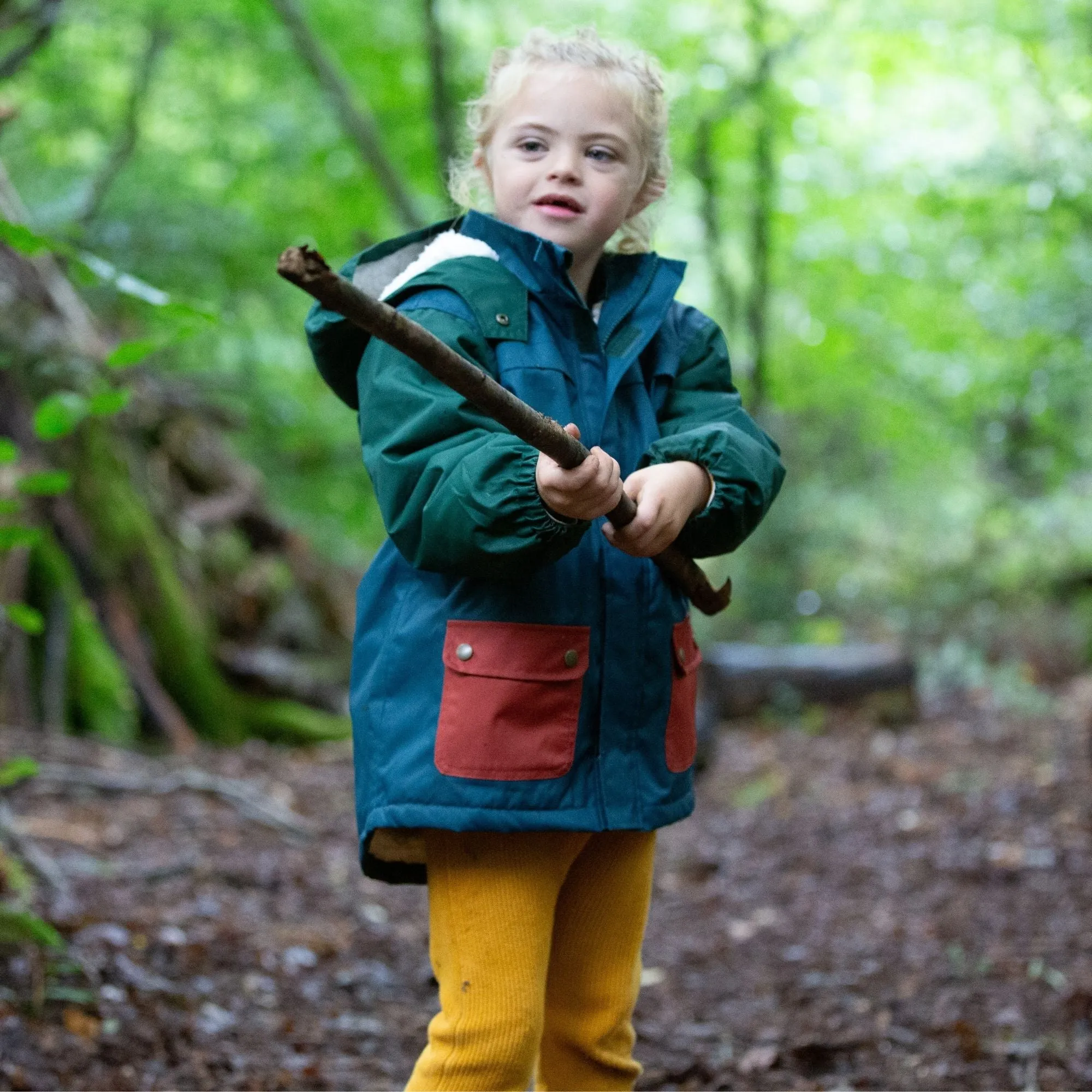 Blue Colour Block Recycled Waterproof Winter Coat