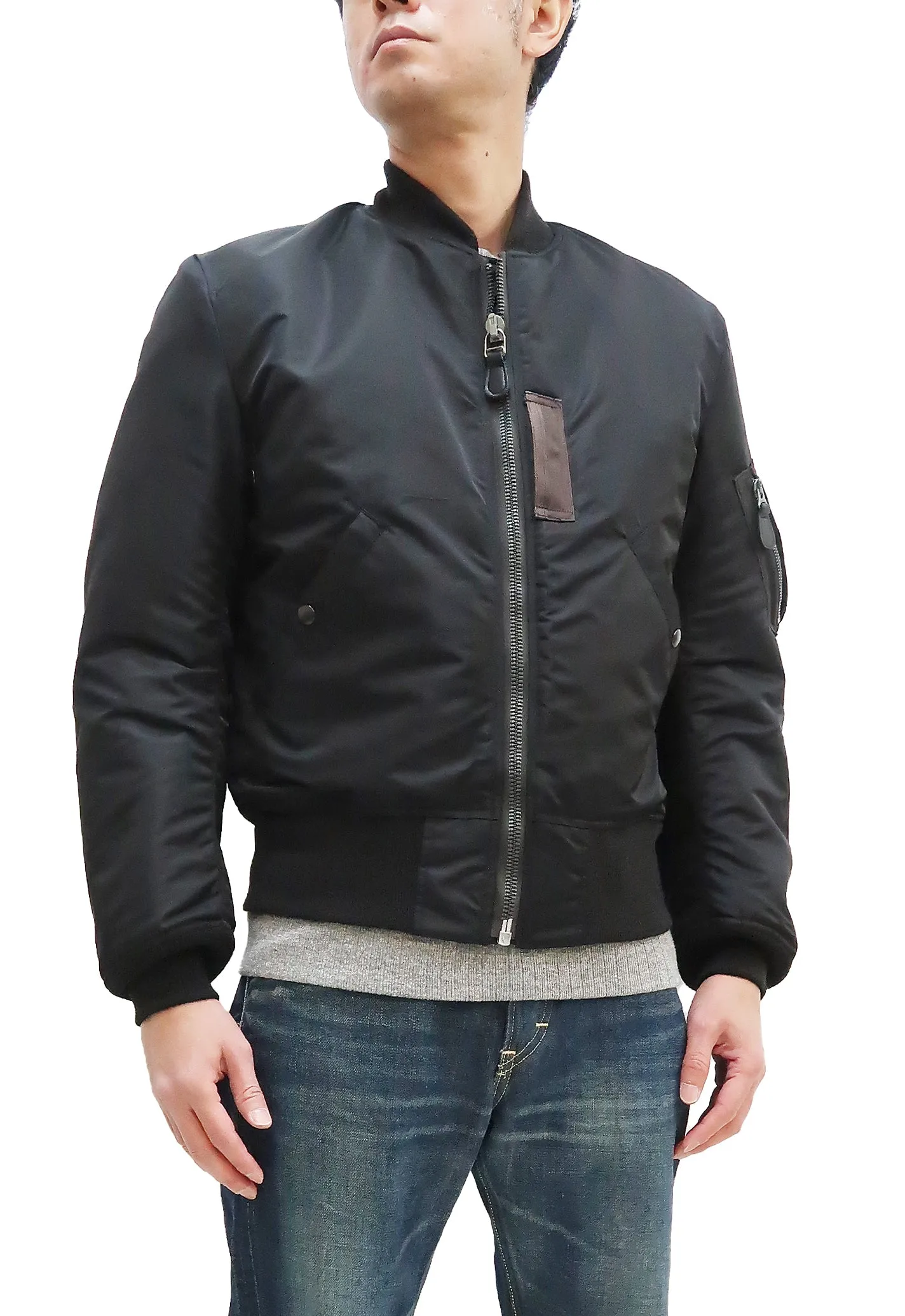 Buzz Rickson MA-1 William Gibson Black MA-1 Flight Jacket Men's MA1 Bomber Jacket Slender Version BR14964