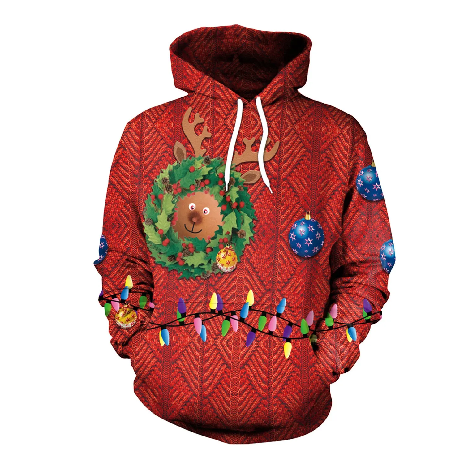 Christmas Women's Loose Versatile Hooded Creative Digital Printed Sweater