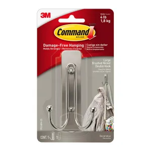 Command Large Double Brushed Nickel Hook (17036BN-ES)