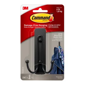 Command Large Double Matte Black Hook (17036BN-ES)