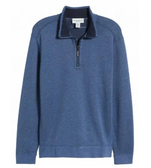 Flip Coast Reversible Half-Zip Sweatshirt in Blue Note Heather by Tommy Bahama