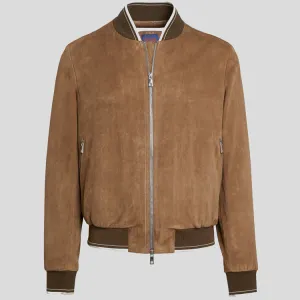 Genuine Suede Leather Bomber Jacket