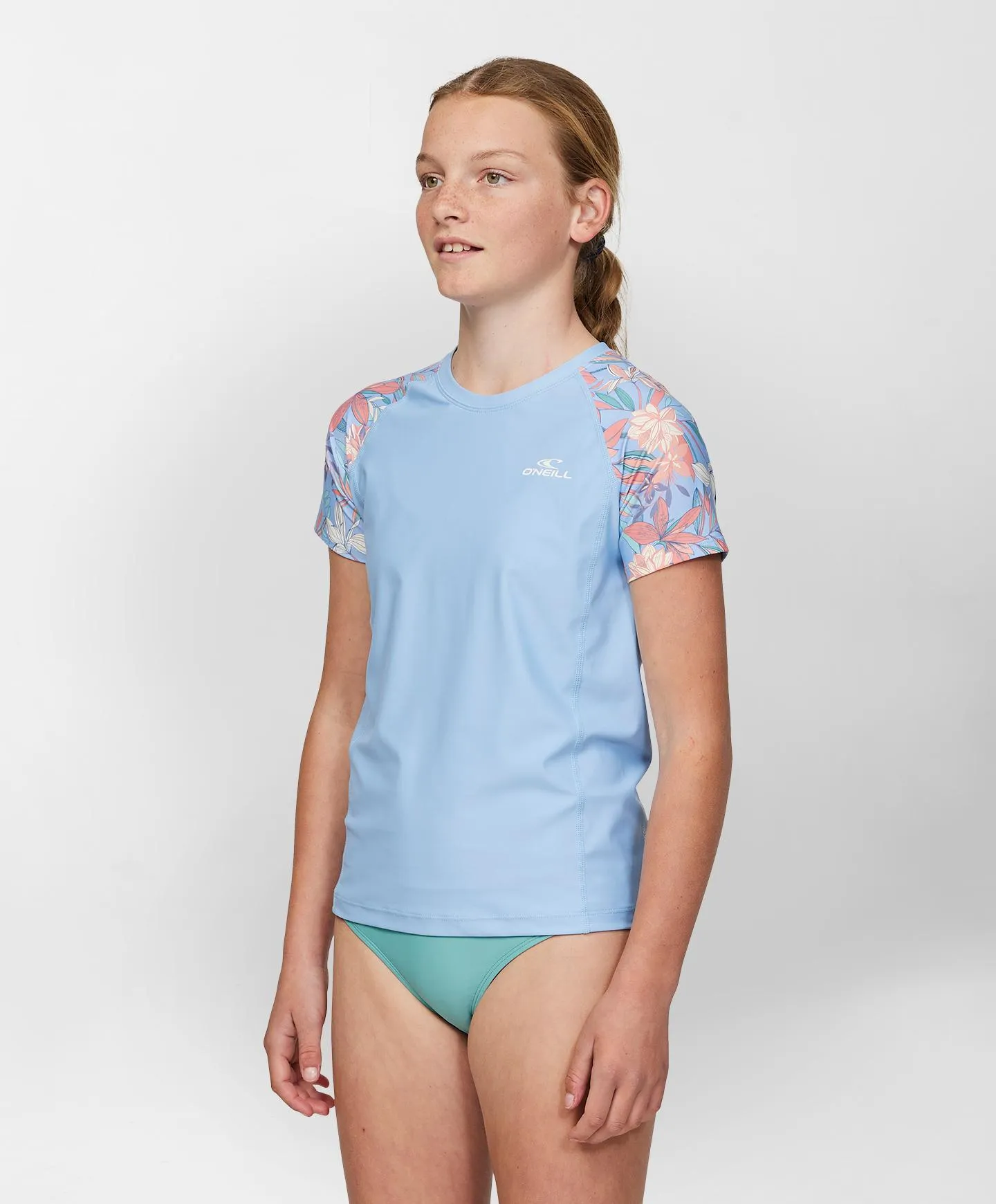 Girls Nixie SS Rash Vest - Blue Floral