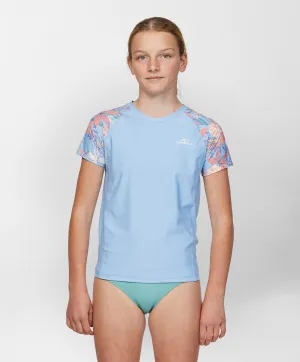 Girls Nixie SS Rash Vest - Blue Floral