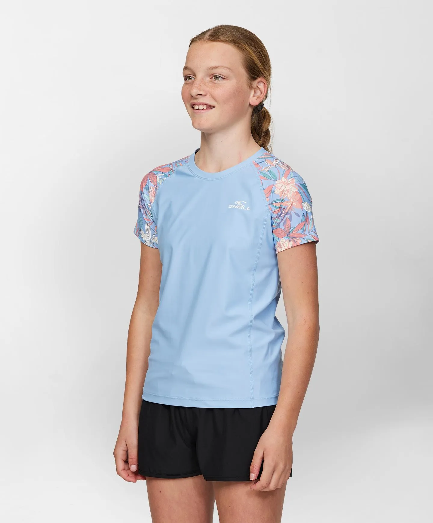 Girls Nixie SS Rash Vest - Blue Floral