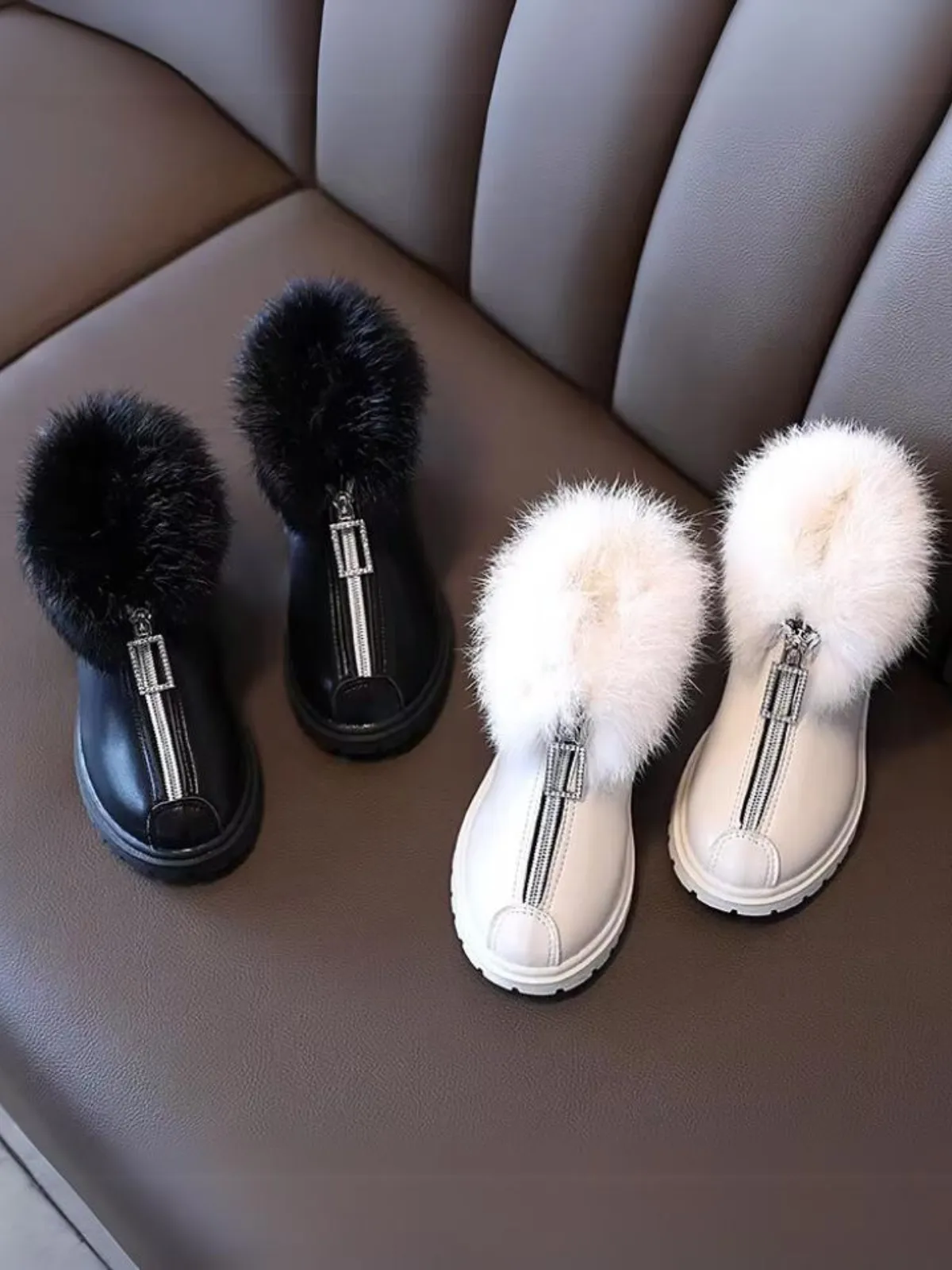 Girls Winter Ankle Boots Fluffy Plush Fur Thick By Liv and Mia