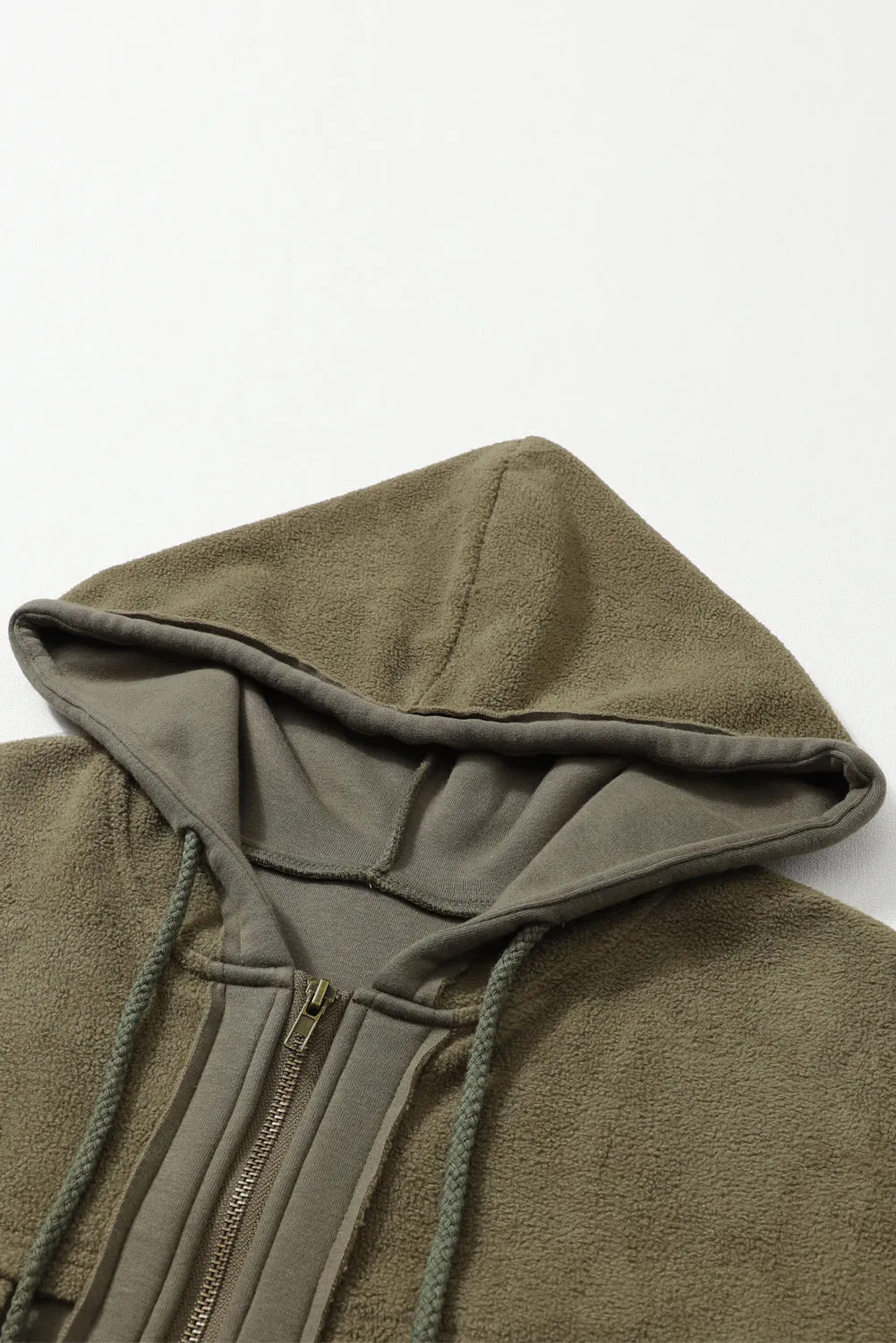 Green Flap Pocket Hood Zip Up Jacket