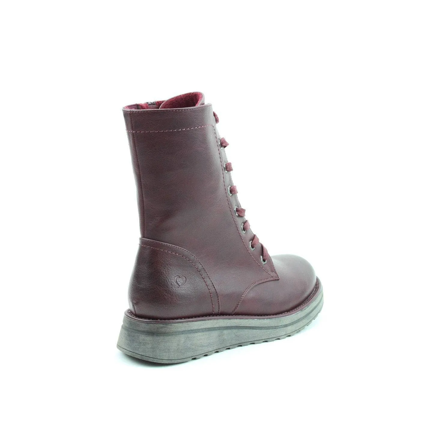 Heavenly Feet Martina 4 Ladies Burgundy Vegan Zip & Lace Mid-Calf Boots