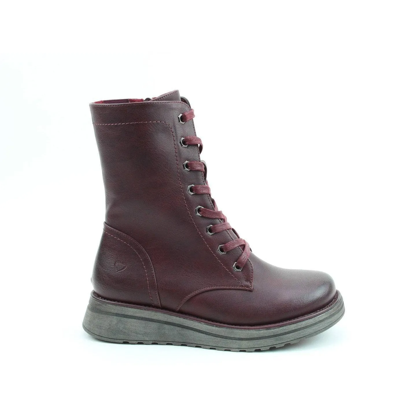 Heavenly Feet Martina 4 Ladies Burgundy Vegan Zip & Lace Mid-Calf Boots