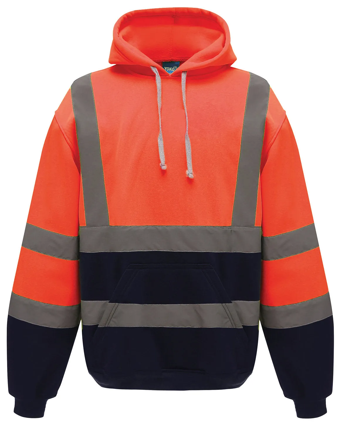 Hi-vis pull-over hoodie (HVK05) | Orange/Navy