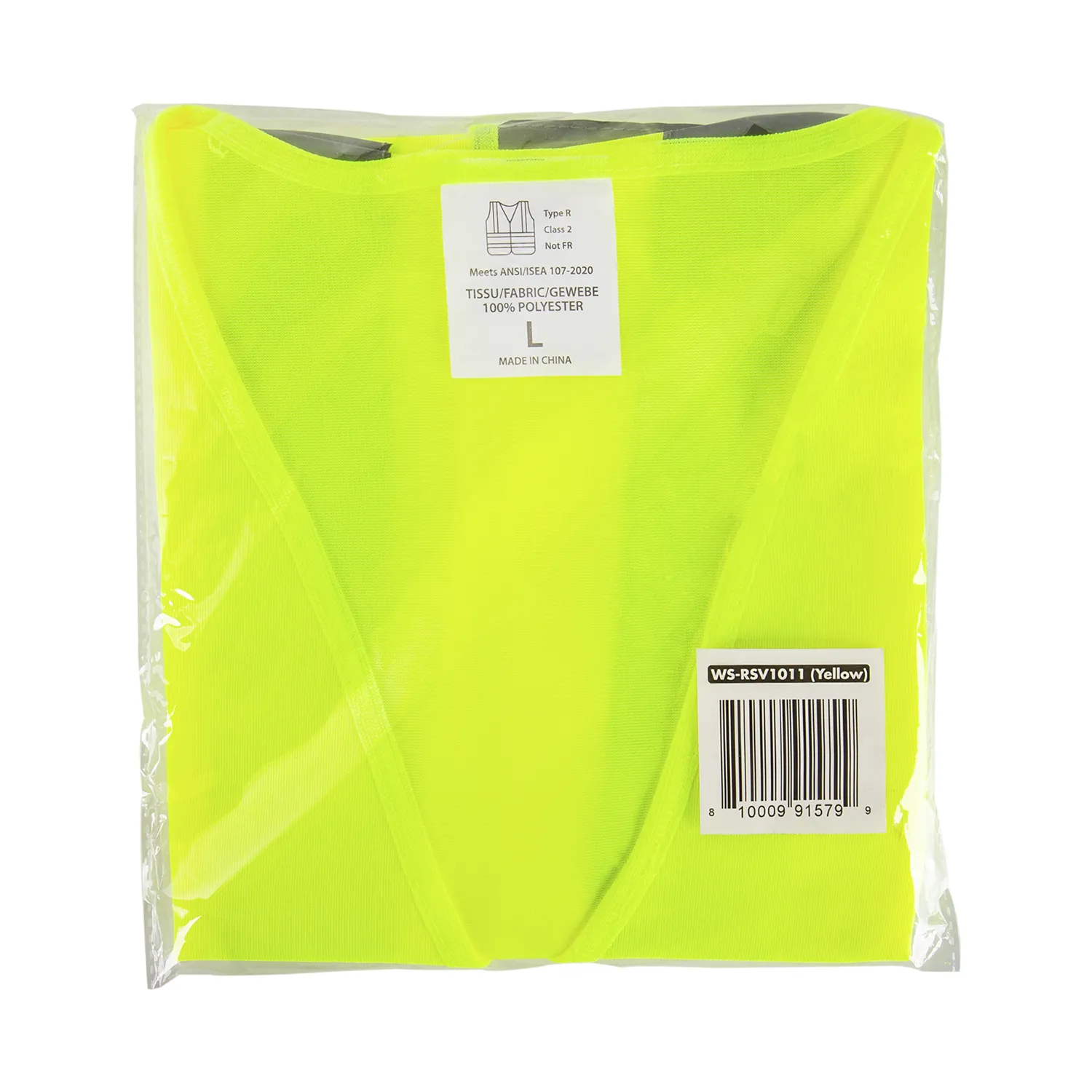 High Visibility Reflective Safety Vest with Velcro Fastening (Yellow), Large - 1 pc