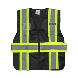 High Visibility Reflective Safety Vest with Zipper Fastening (Black), Large - 1 pc