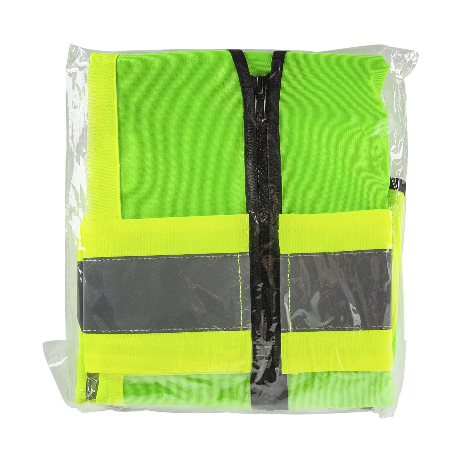 High Visibility Reflective Safety Vest with Zipper Fastening (Green), Large - 1 pc