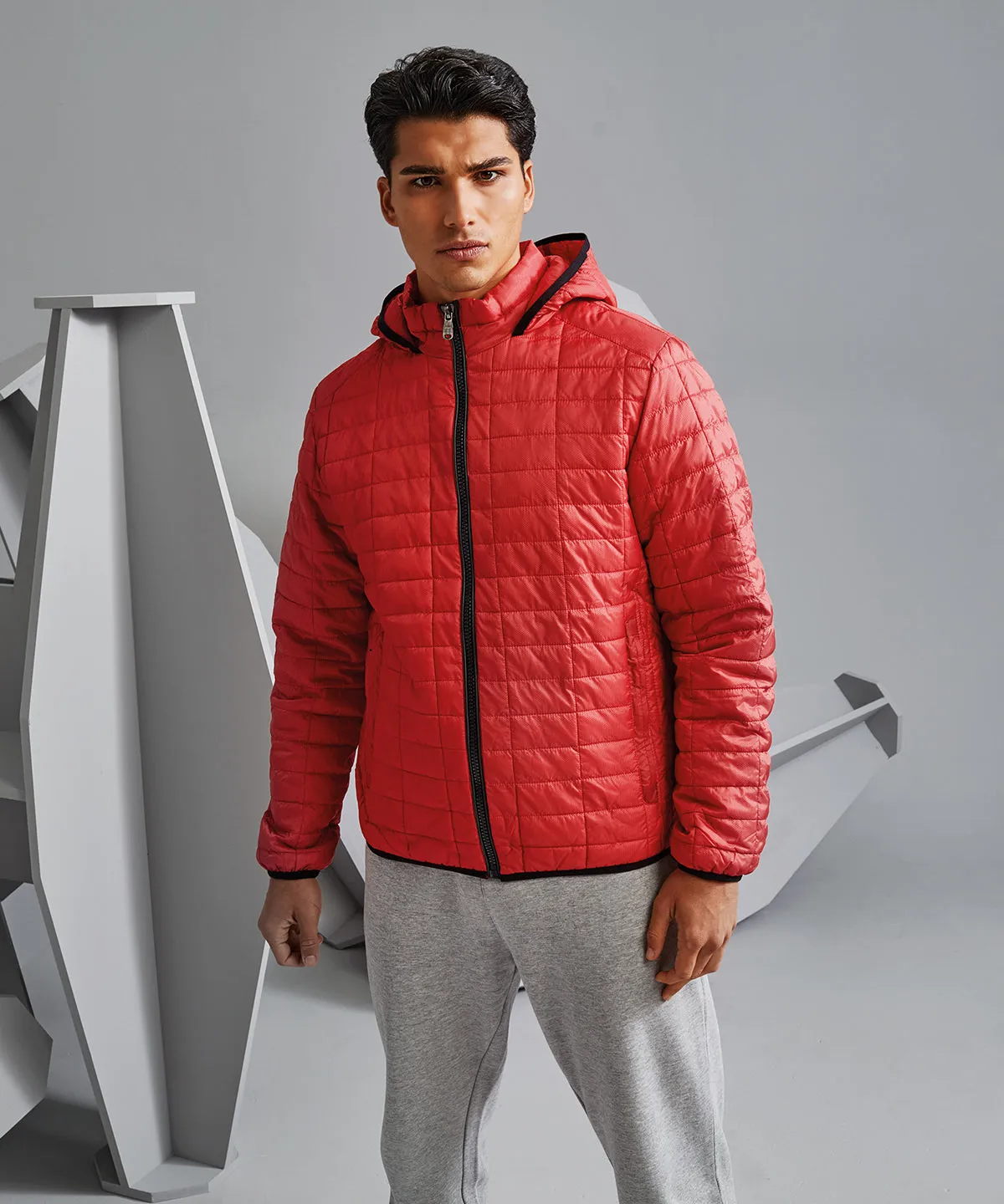 Honeycomb hooded jacket | Red