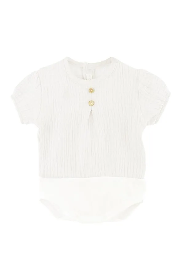 Ivory Cheesecloth Bodysuit