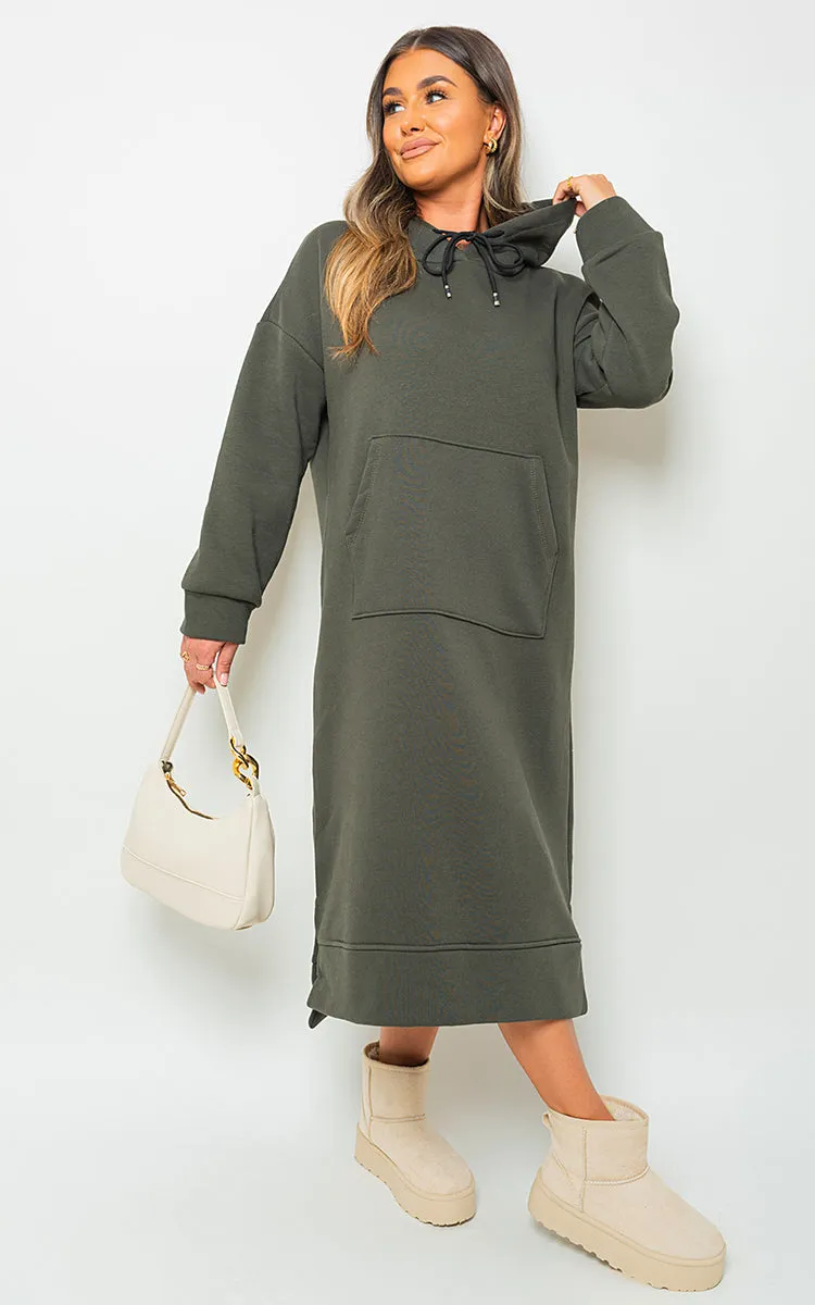 Kangaroo Pocket Long Loose Hoodie