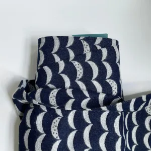 Kokka Brushed Cotton Jacquard - Navy Crescents