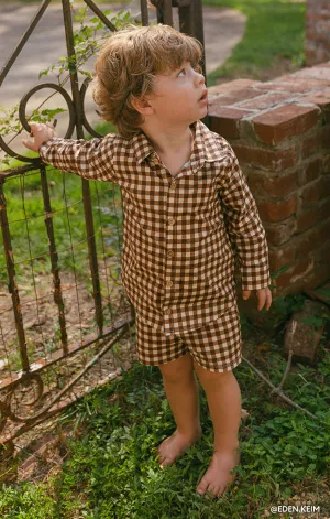 Lil Easy Shirt ~ Brown Gingham