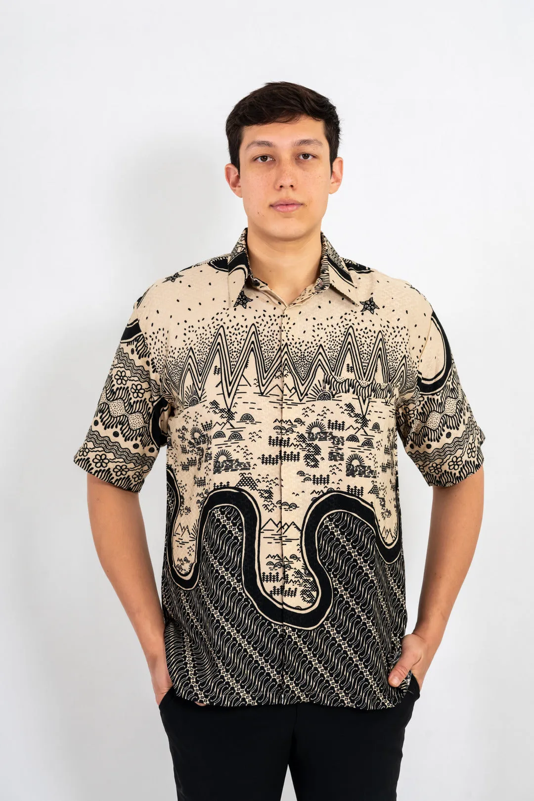 Men's Batik Shirt - Sandscape | Short Sleeves