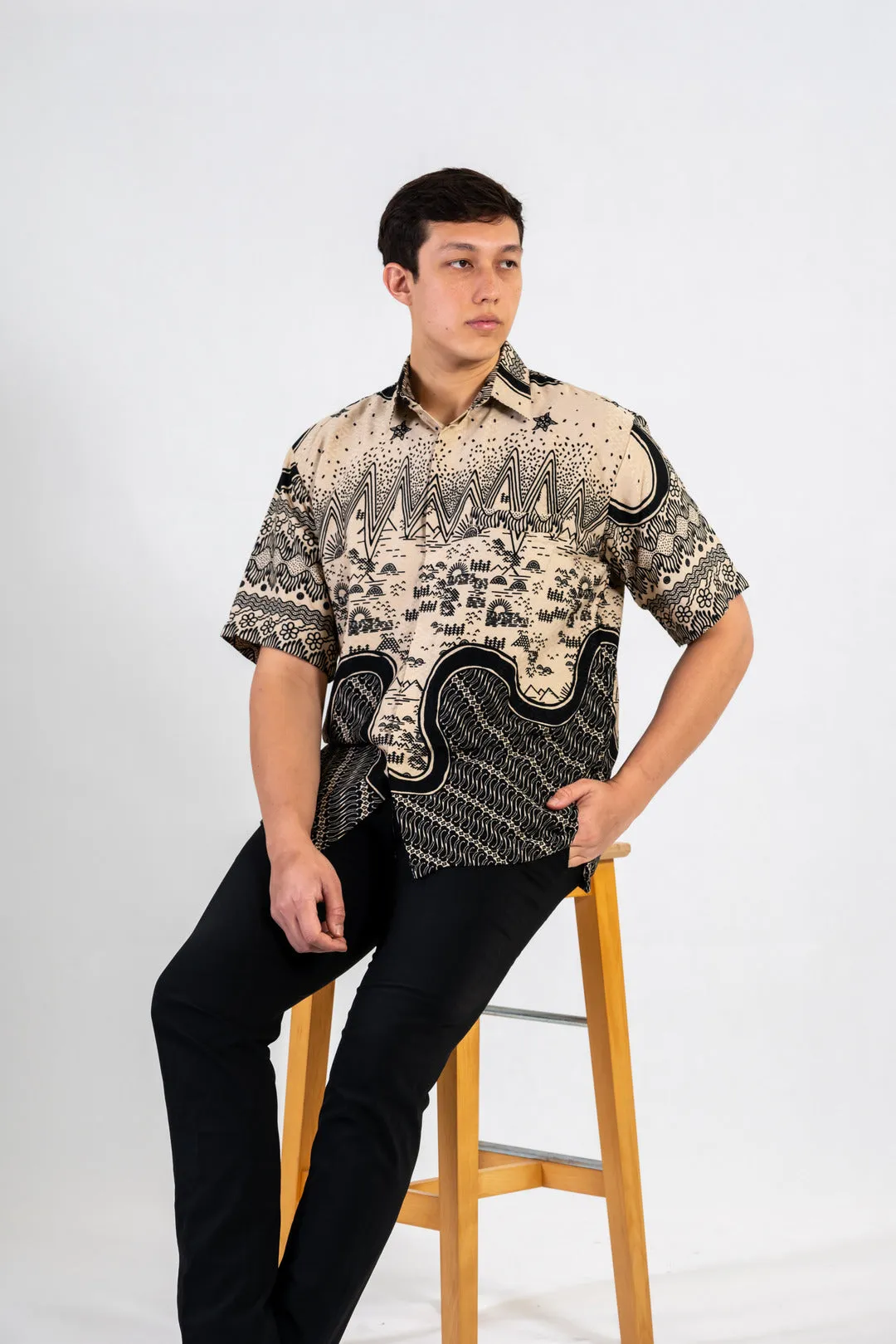 Men's Batik Shirt - Sandscape | Short Sleeves