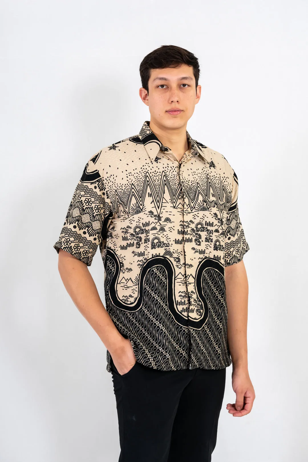 Men's Batik Shirt - Sandscape | Short Sleeves