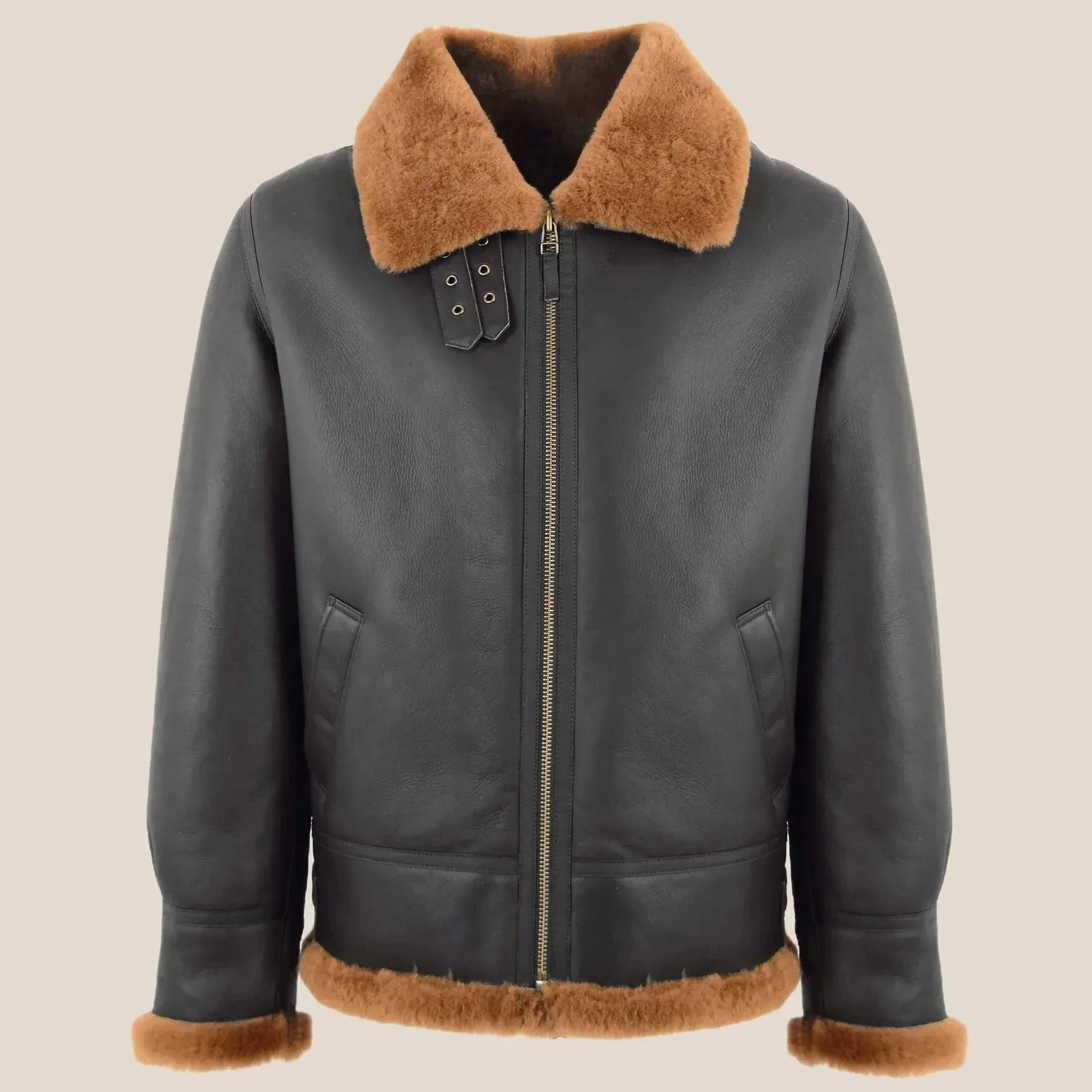 Men's Classic Brown Ginger B3 Sheepskin Leather Jacket