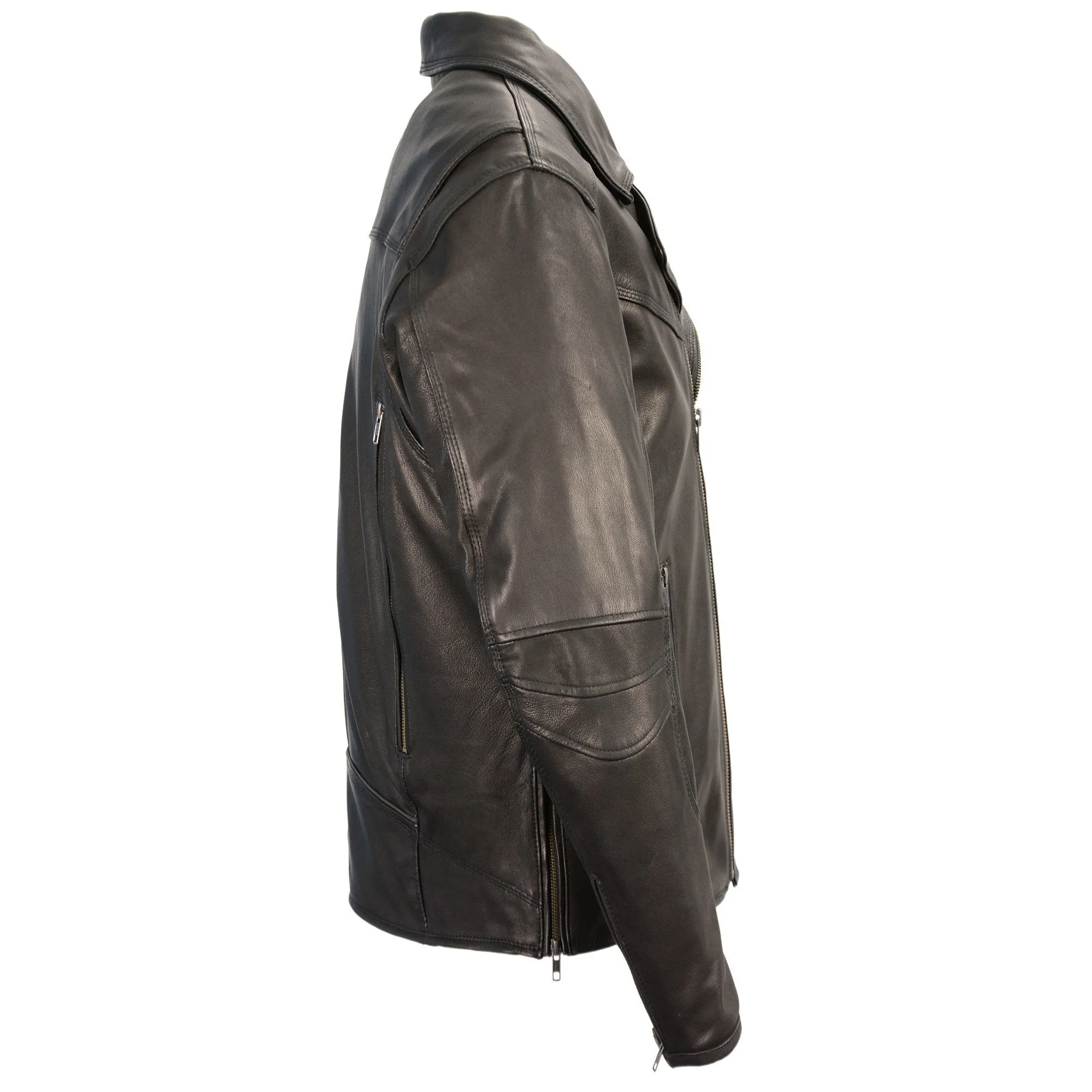 Milwaukee Leather MLM1516  Men's Lightweight Triple Stitch Extra Long Belt-less Biker Jacket