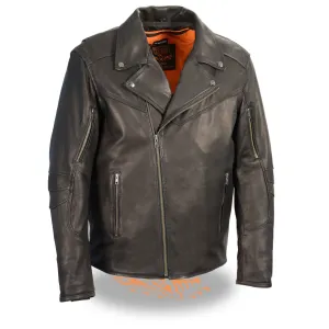 Milwaukee Leather MLM1516  Men's Lightweight Triple Stitch Extra Long Belt-less Biker Jacket