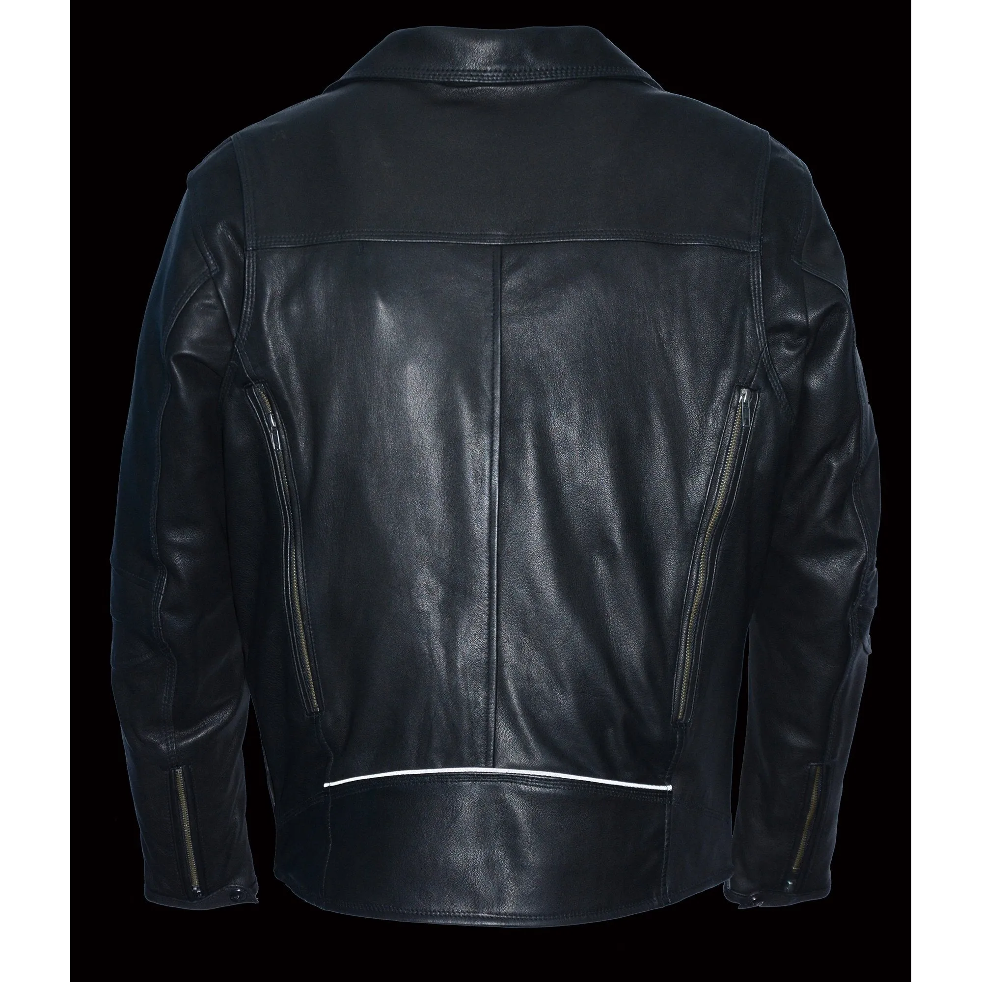 Milwaukee Leather MLM1516  Men's Lightweight Triple Stitch Extra Long Belt-less Biker Jacket