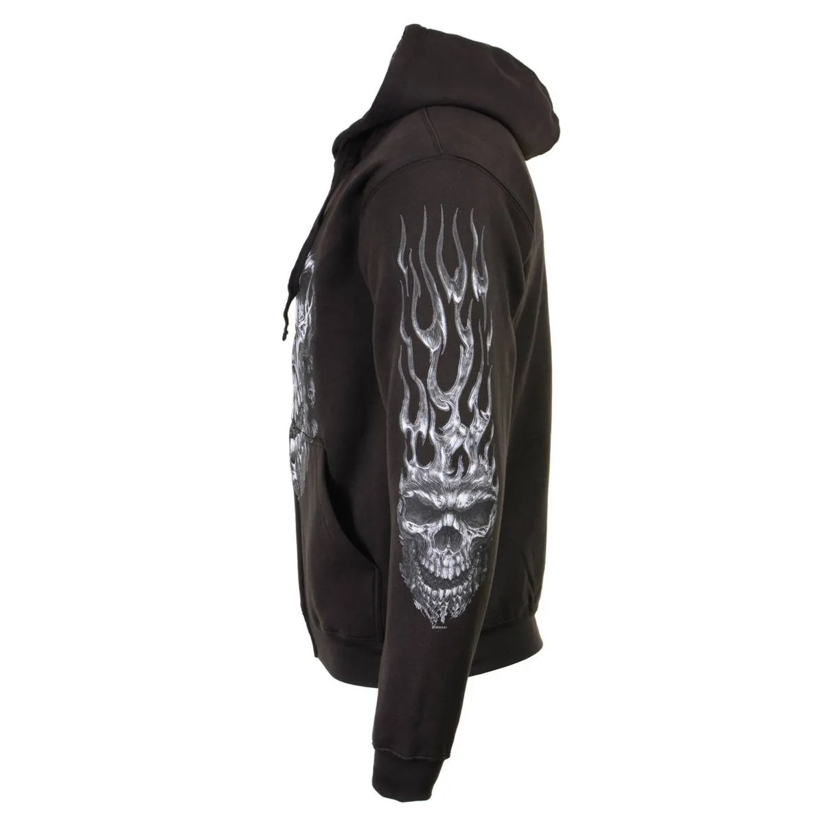 Milwaukee Leather MPMH118002 Men’s ‘Shredder Skull’ Black Hoodie with Zipper Closure