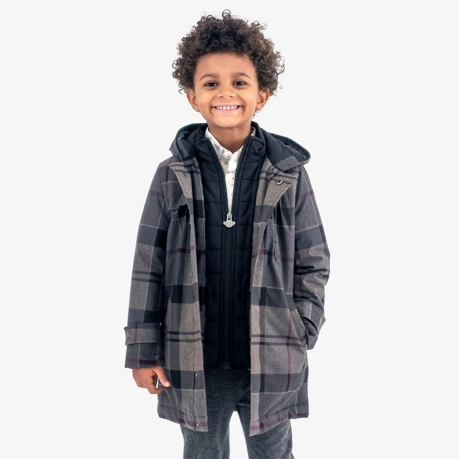 New Gotham Coat | Grey Plaid