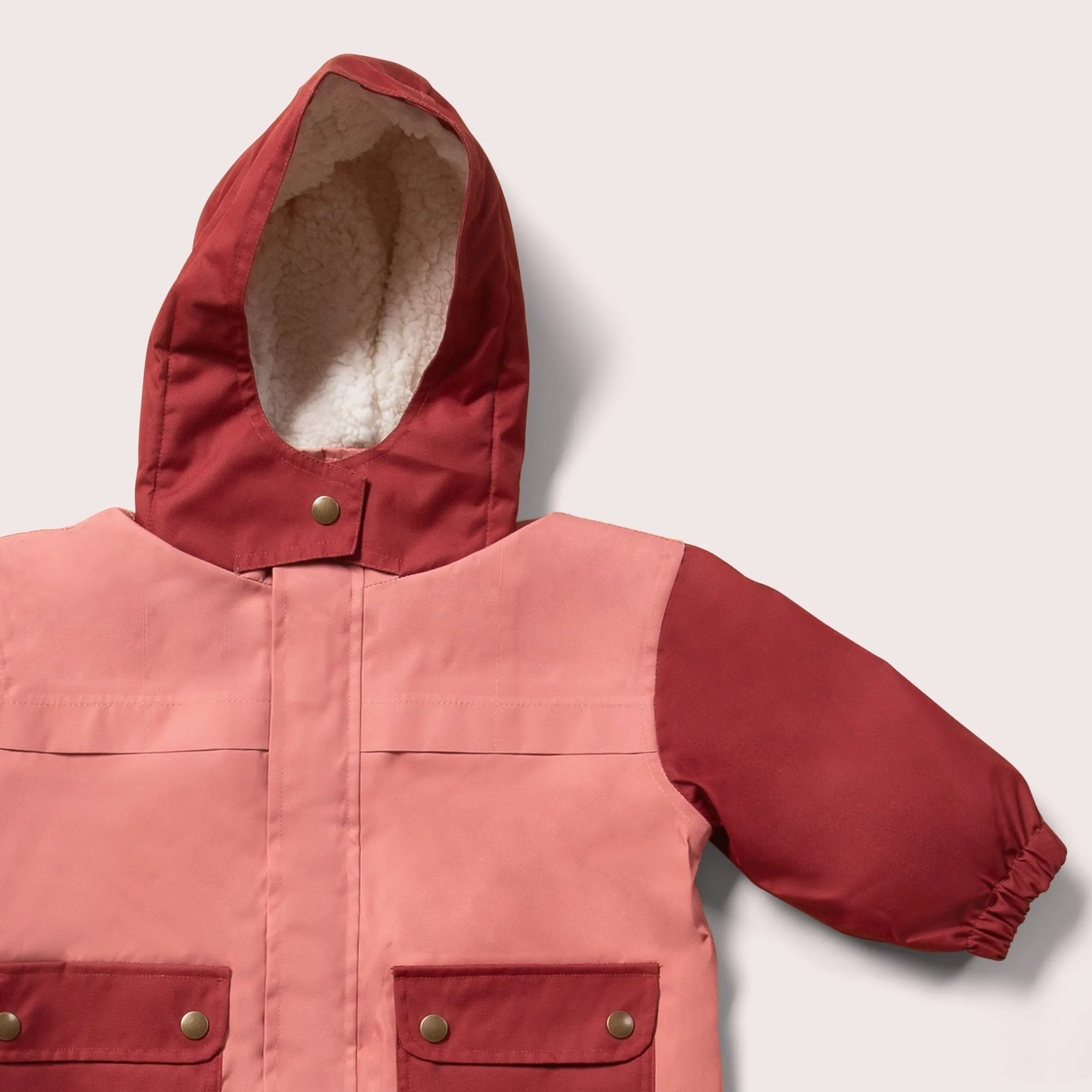 Plum Colour Block Recycled Waterproof Winter Coat