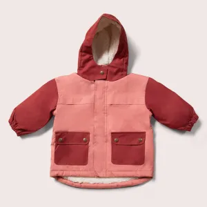 Plum Colour Block Recycled Waterproof Winter Coat