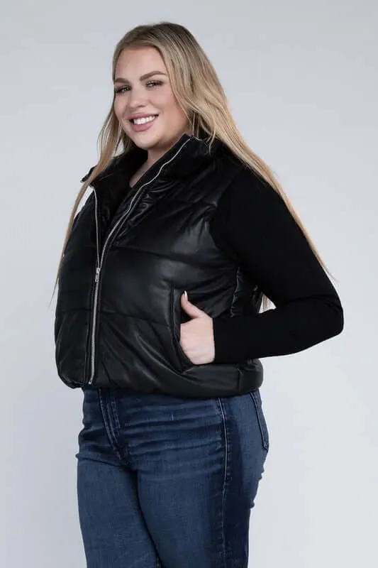 Plus Size Puffer Vest Jacket