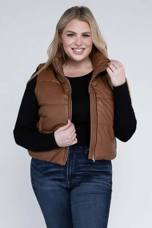 Plus Size Puffer Vest Jacket