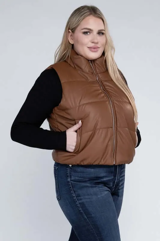 Plus Size Puffer Vest Jacket