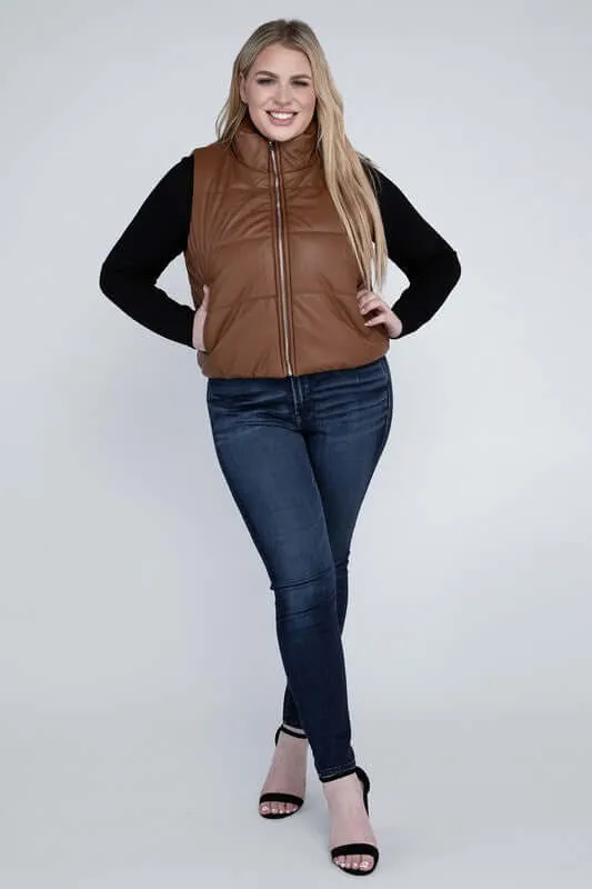 Plus Size Puffer Vest Jacket