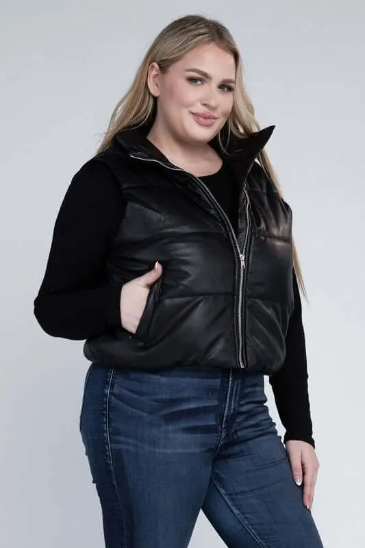 Plus Size Puffer Vest Jacket