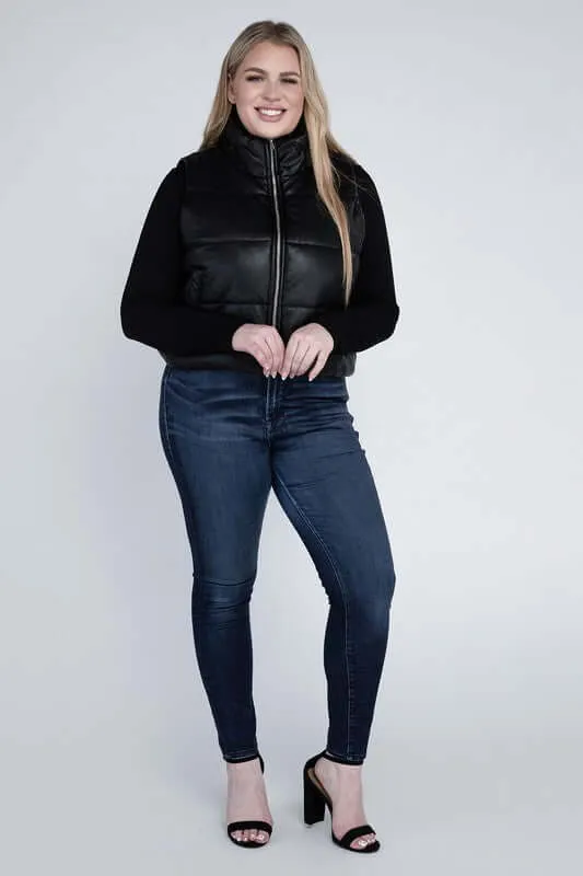 Plus Size Puffer Vest Jacket