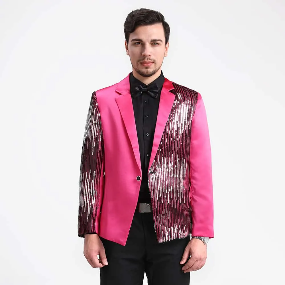 Prom Stylish Sequin Suit 2-Piece Pink Suit