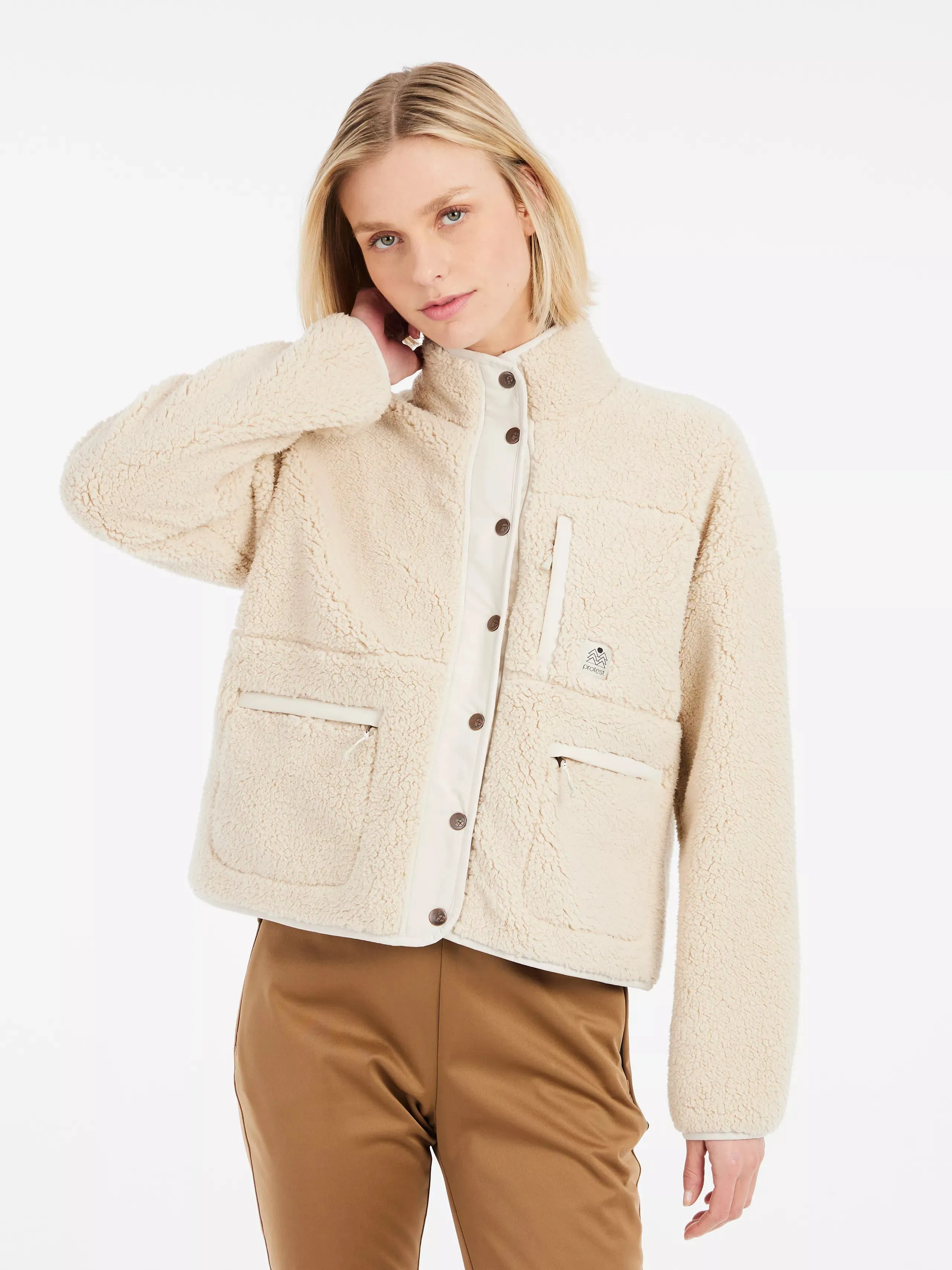 PRTLux Outdoor Full Zip Top Fleece Jacket - Off White