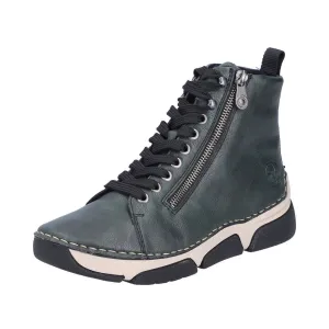 Rieker 45920-54 Ladies Green Zip & Lace Ankle Boots