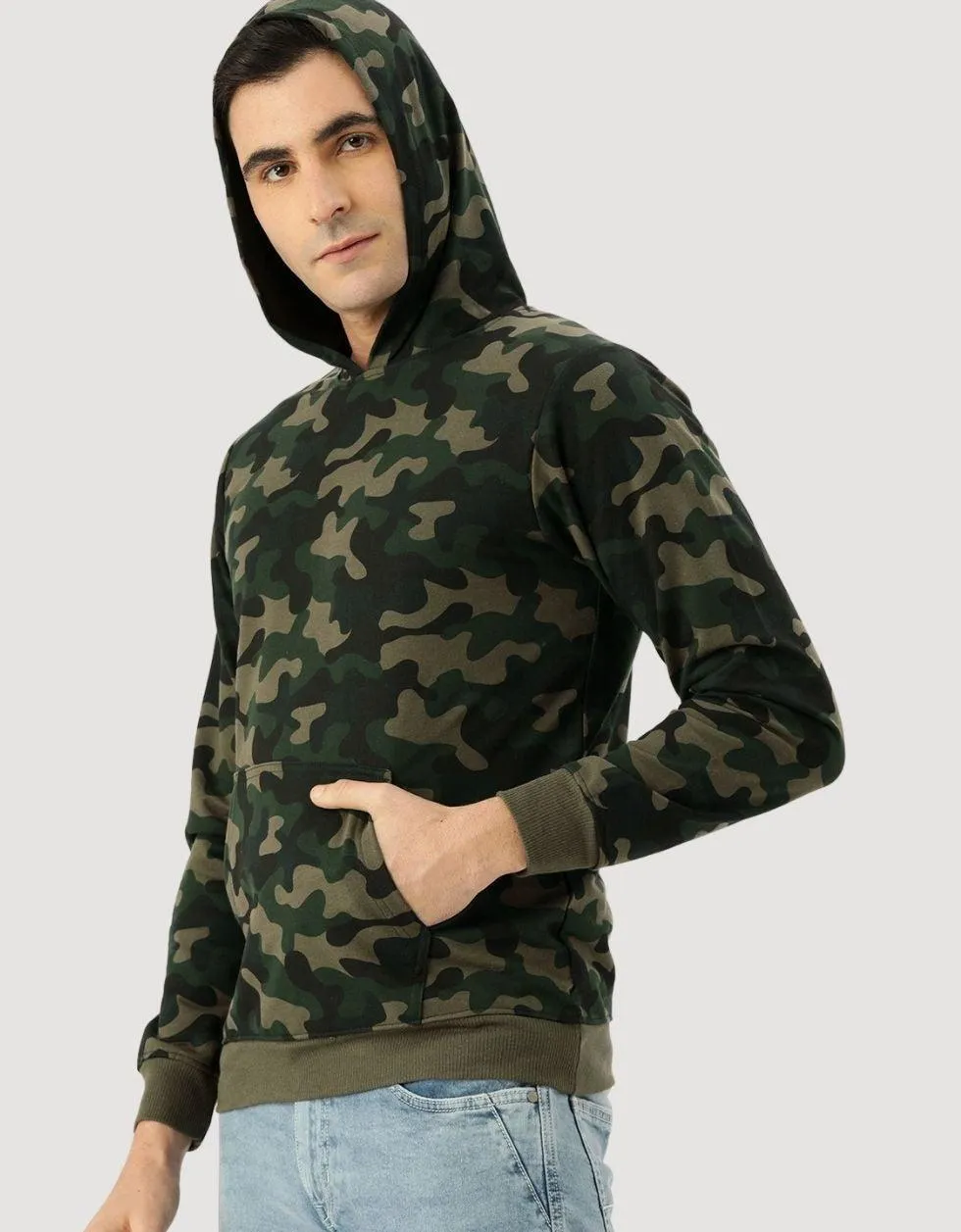 Sleek Jungle Style: Dark Camouflage Pullover