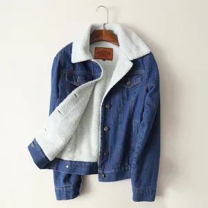 Spring Autumn Winter New 2018 Women lambswool jean Coat With 4 Pockets Long Sleeves Warm Jeans Coat Outwear Wide Denim Jacket