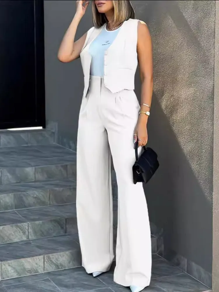 Stylish Wide-Leg Pants Set